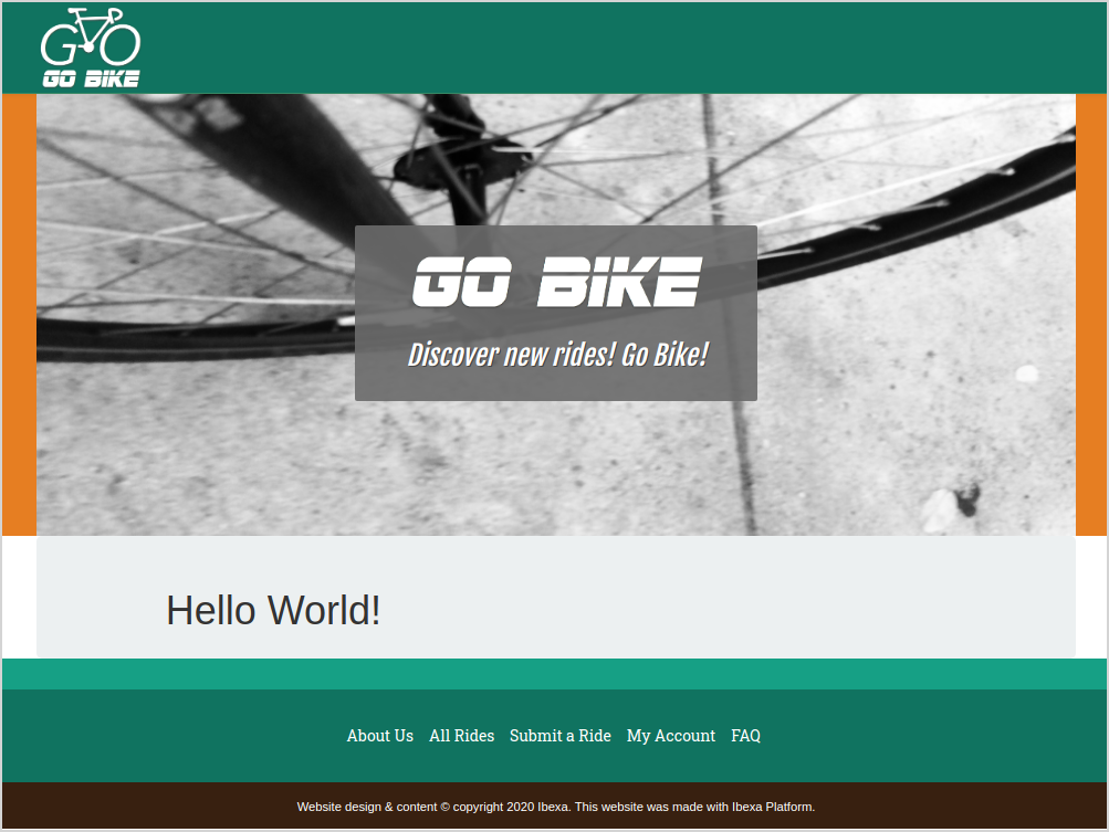 Homepage with a Hello world